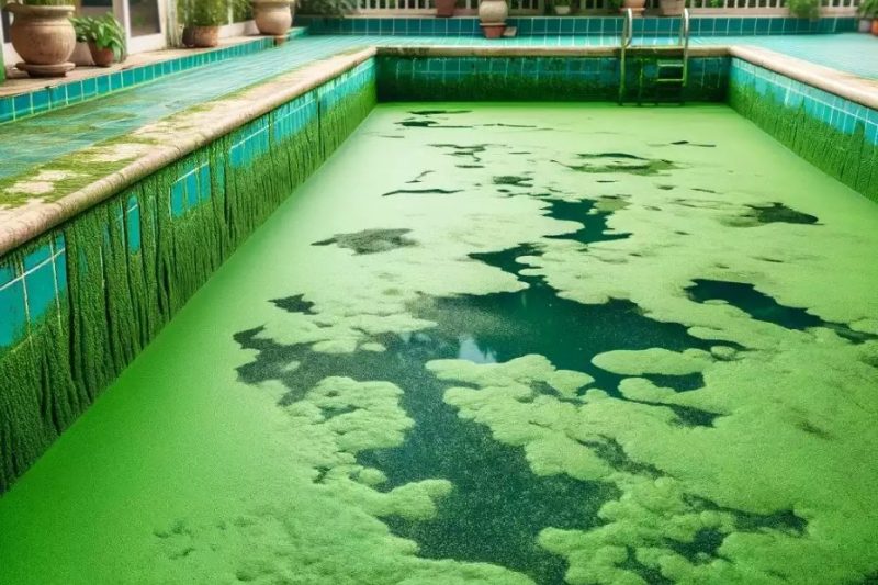 cách xử lý nước hồ bơi bị rêu